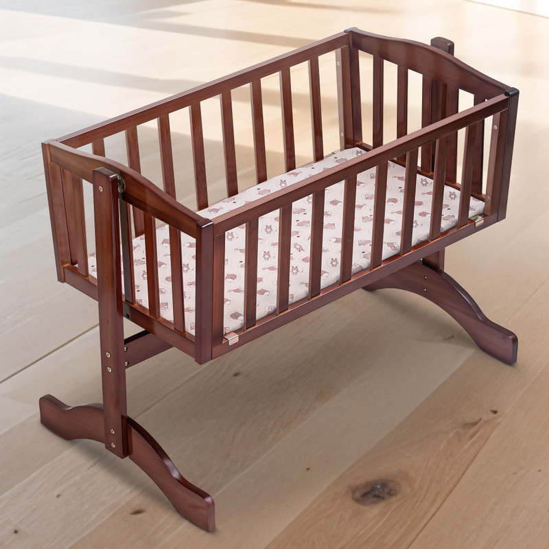 WOODEN CRAFT TWIST Premium Solid Wood Newborn Baby Bay Cradle for Nursery Room Infant Sleeping(Brown)