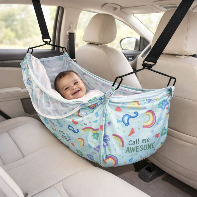 ZEPOMART Baby Car Cradle Portable Jhula/khoya Newborn Bed with Free Storage Bag 0-3Years(Multicolor)