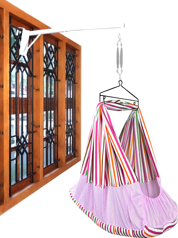 beetot baby cradle with Ventilated Fabric, thottil, jhula, with Mosquito net, Hanger(Pink)