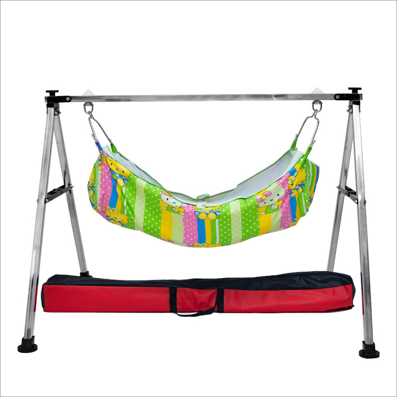 Vhvl Enterprise Vhvl-Swing Baby Cradle Ghodiyu+Hammock /Khoyu+Mosquito Net.(St.Steel )(Mo.0338A)(Black)