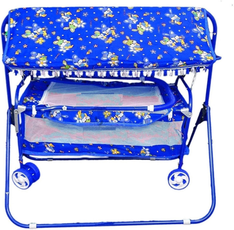 KANISHKA CREATIONS Foldable Baby Cradle with Swing & Mosquito Net, 0-8 Months(Blue)