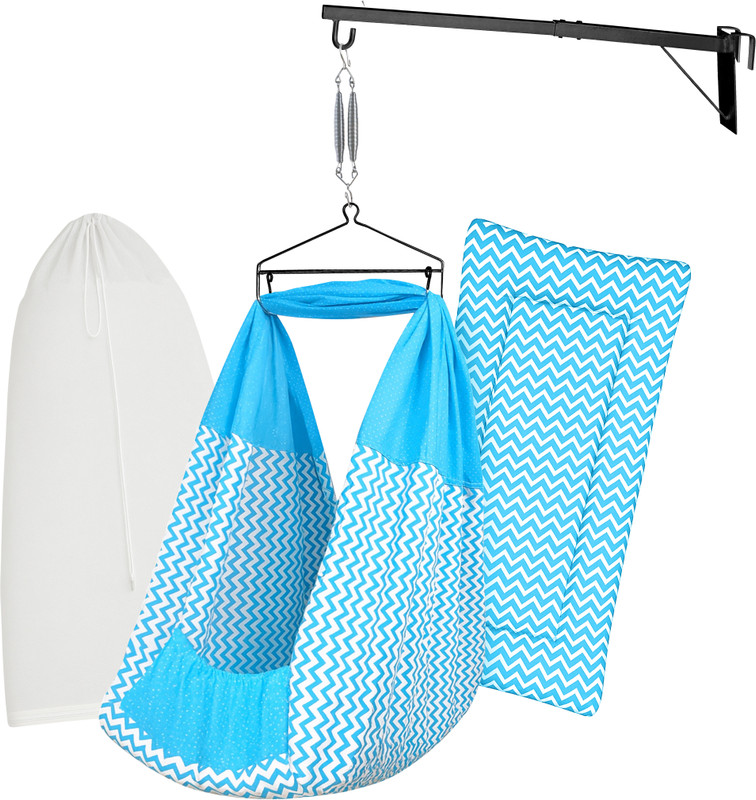 beetot Baby Cradle Set Swing/Jhula (Thottil Cloth, Palna, Dolna) | FS-Stripe Blue(Multicolor)