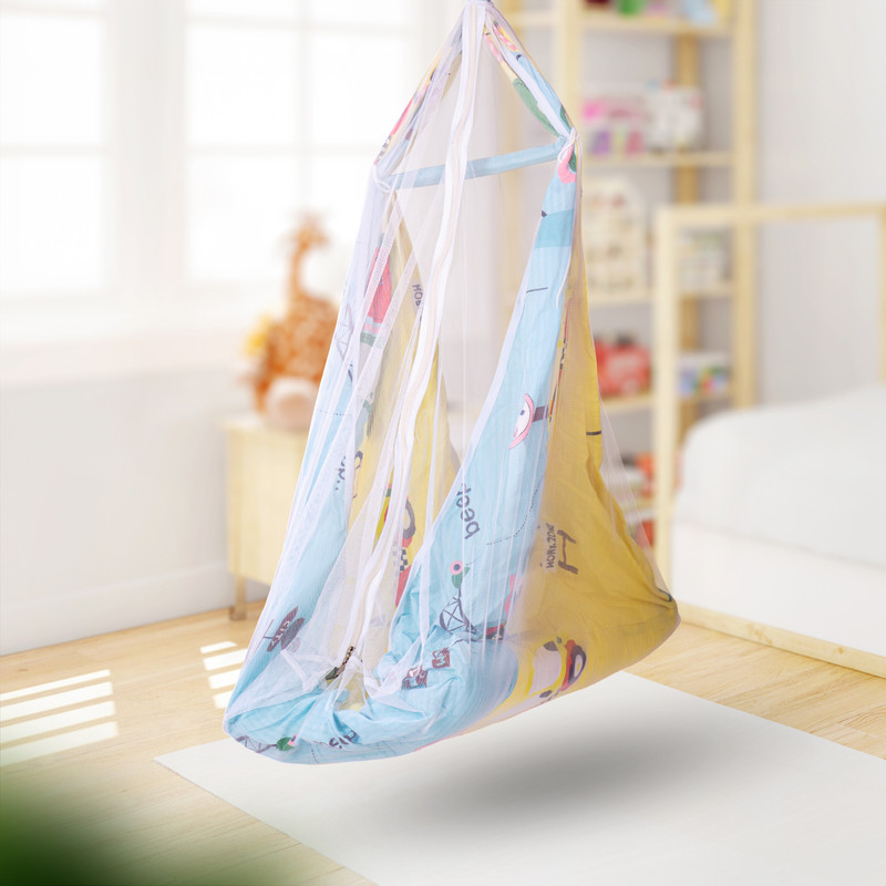 baybee Cotton Hanging Sleep Swing Cradle for Baby with Net and SpringSet Jhula Baby bed(Yellow)
