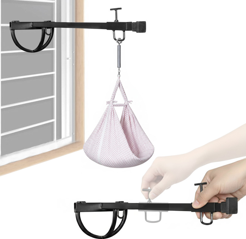 ella Trendz Adjustable Iron Baby Cradle Window Hanger with Sliding Arm & Lock Clamp(Black)