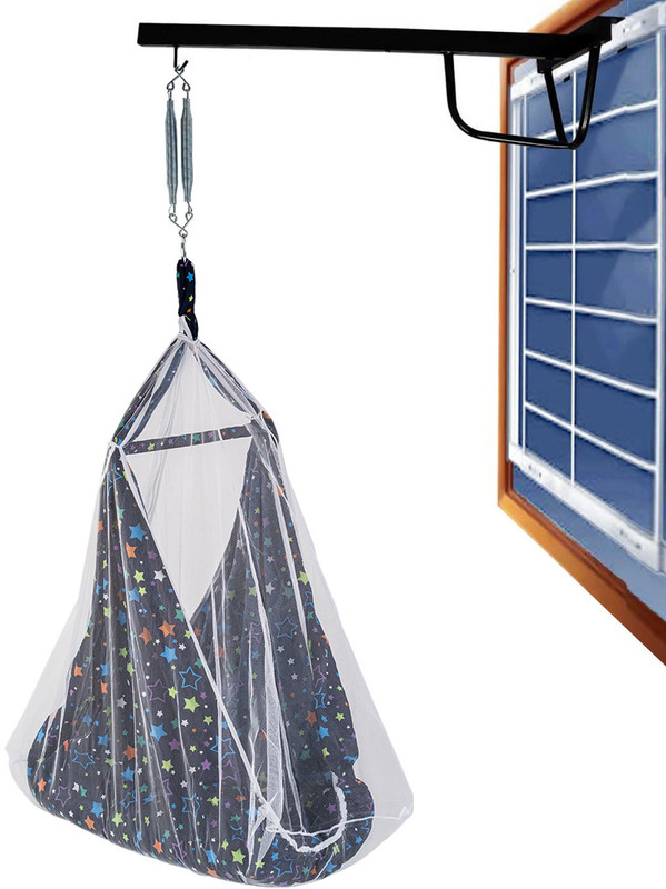 baybee Newborn Baby Boys and Girls Sleep Cotton Hanging Swing Cradle with Metal Hanger(Black)