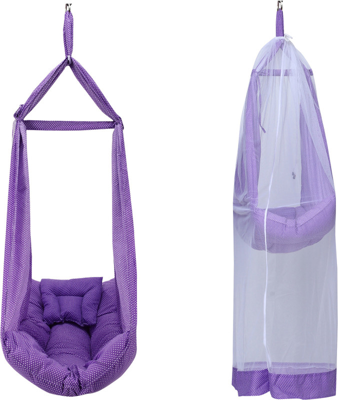 blossombabe Infant baby cradle with mosquito net, separator, spring and pillow(Purple)