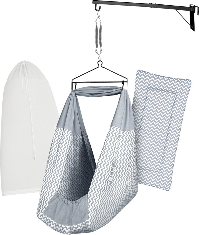 beetot Cradle Set for Baby Swing / jhula Hanger 0-2 Years | Melanchi Stripe FS(Grey)