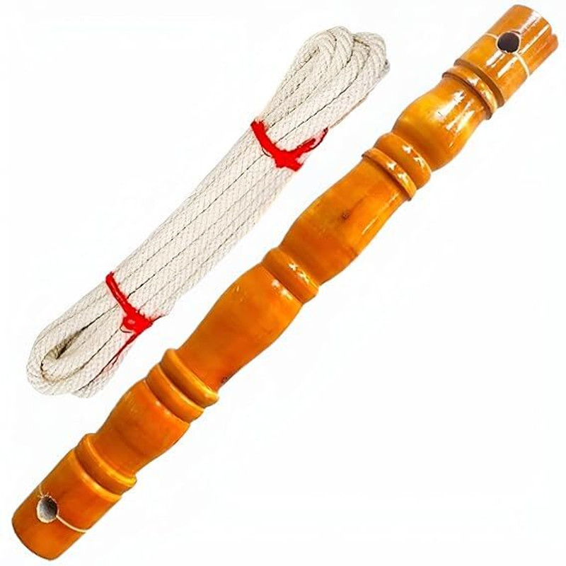 BLUFFY BIRD Wooden Thottil Kambu | Baby Cradle Swing Stick With Rope 5Mtr - Pack of 1(Brown)