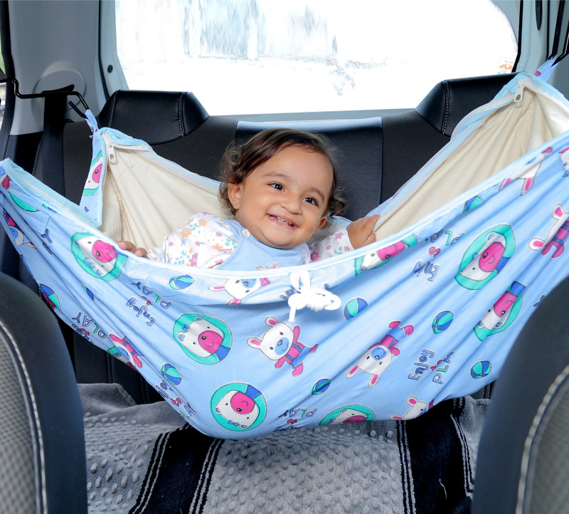 APAV CarNap Portable Car Cradle for Baby (0–3 Years) | Hammock with Adjustable Strap(Blue, Multicolor)