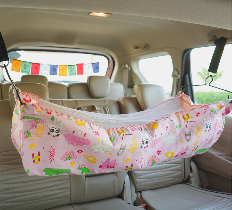 Baby Corp Baby Car Cradle Hammock for 0–3 Year | Adjustable Hanging Swing for Car Travel(Multicolor)