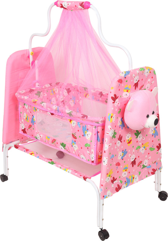 FLIPZON Comfortable Multi-Use Baby Cradle for Baby Comfort Sleep | Teddy Style | J7(Pink)