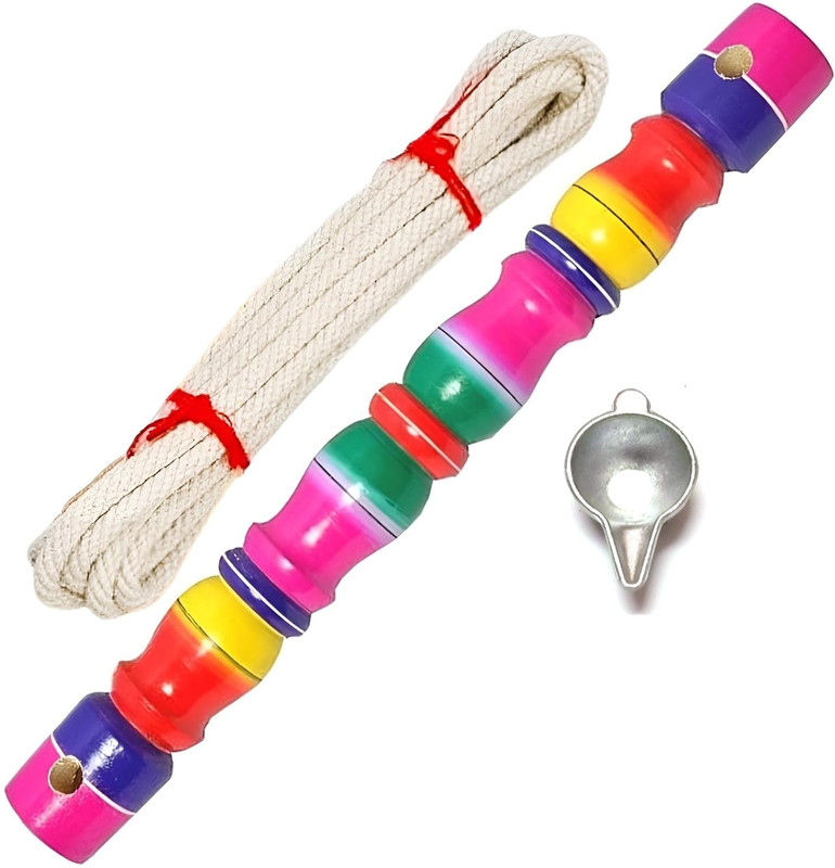 Jayam Traditional WOODEN MULTI COLOUR THOTTIL KAMBU| ROPE | PALADAI Rattle(Multicolor)