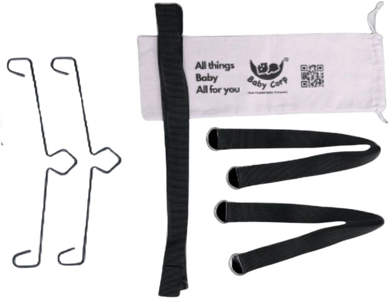 Baby Corp Car Cradle Hanger Kit for Baby | Adjustable Handle Belts & Metal Hooks(Black)