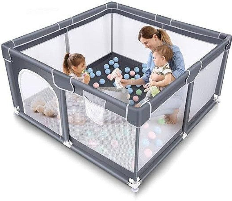 PRATYADH Breathable Mesh Panels |Toddler Safety Fence for Indoor & Outdoor Use(Grey)