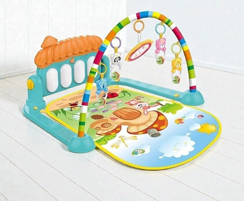 gumiyt Baby piano Gym Mat with Music Piano, Hanging Rattles, Mirror & Tummy Time Toys(Multicolor)