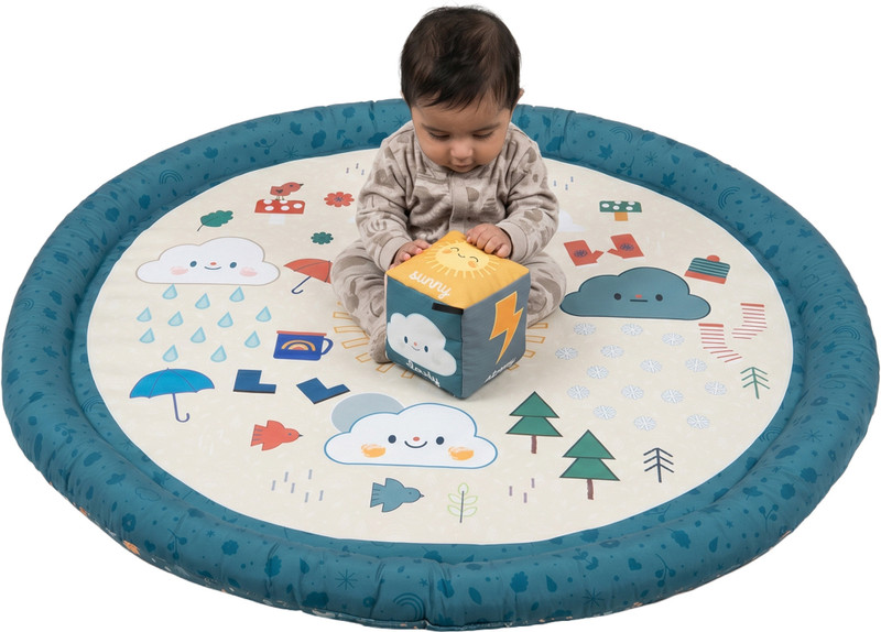 TIDY SLEEP Activity Play Mat with 1 Dice Cube Toys, | Foldable & Travel-Friendly(Blue)