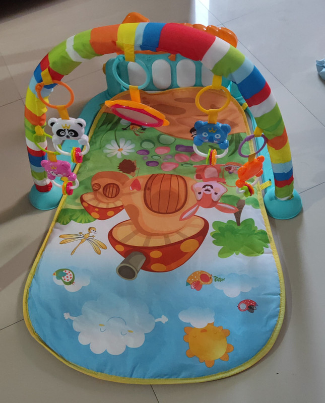 Nafhotoz Baby Learning Mat with Kick Piano and Bonus Rattle Toy Set(Multicolor)