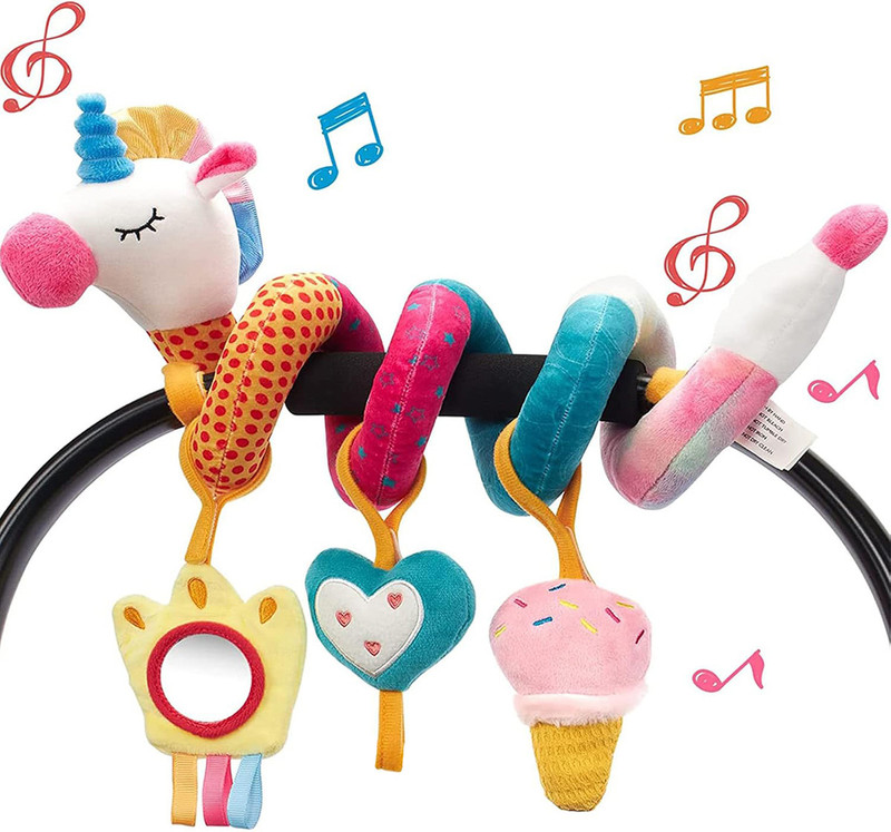 PLAY HARD Soft Baby Car Seat and Stroller Toy for Newborn Girls 0 to 6 Months(Multicolor)
