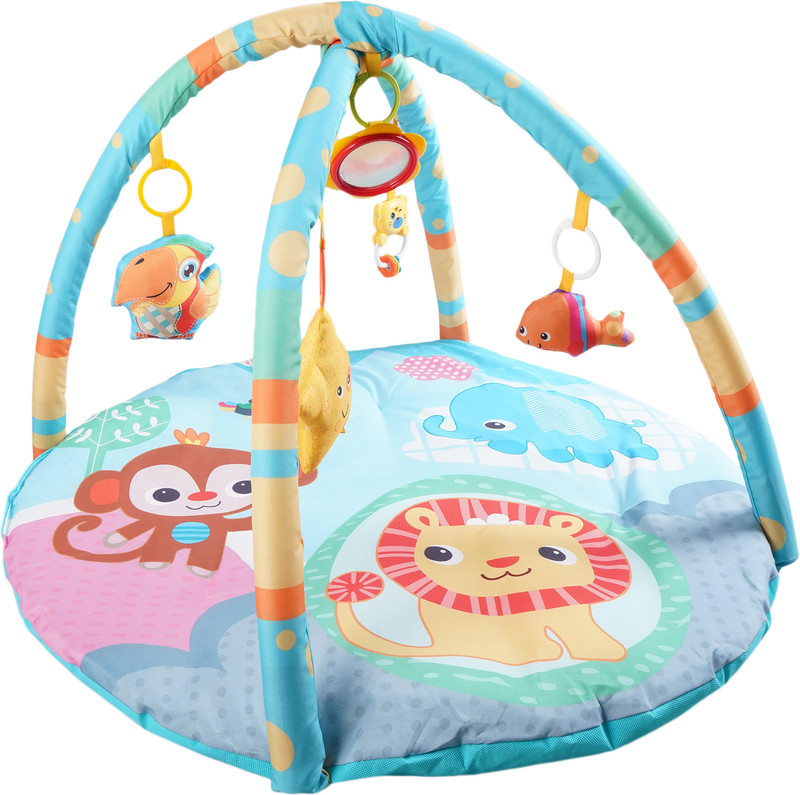 HIM TAX Activity Play Gym Mat with 5 Hanging Toys Foldable and Durable Cotton Play Mat(Multicolor)