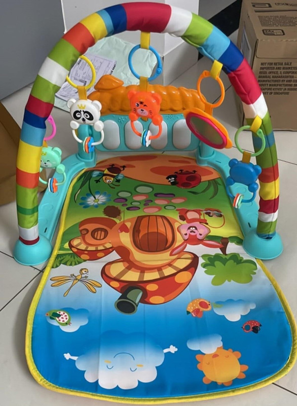 Dorytoys Musical Baby Gym Playmat with Kick Piano, Light & Hanging Rattle Toys-153(Multicolor)