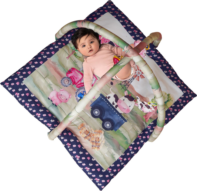 HIM TAX Baby Gym Play Mat Activity Gym Foldable Mat & Hanging Rattle 0 to 24 Month(Purple)