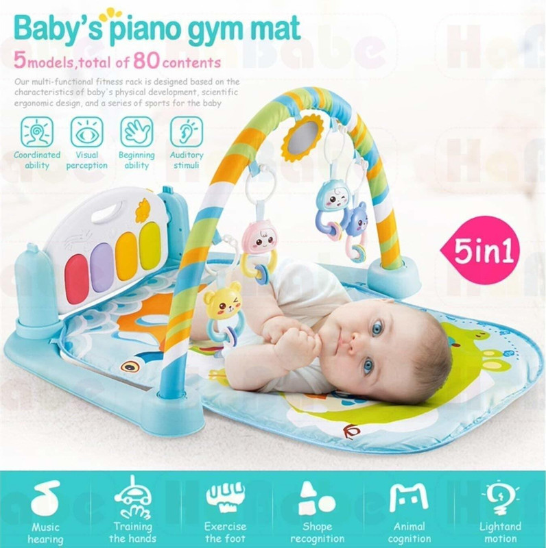 NAMANSHU TEX High Grade Plastic Piano Baby Gym and Fitness Rack with Rattles toy(Blue)