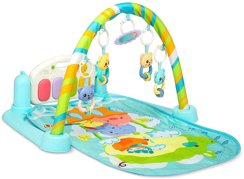 VIDGY 5 in 1 Baby Gym Mat Piano Gym Rack Infant Music Fitness Rack Rattle Toy For Kids(Blue)