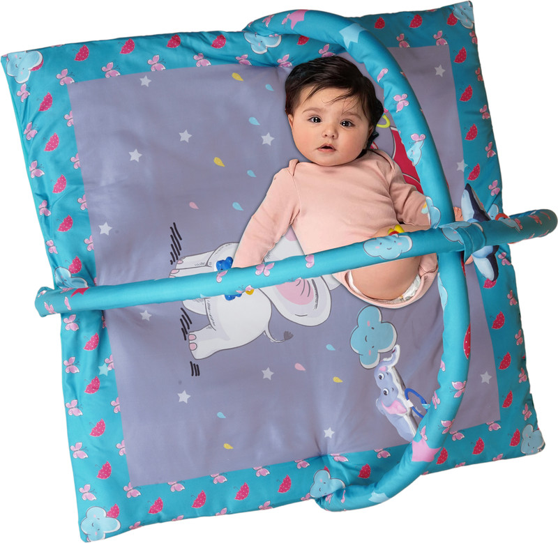 HIM TAX Activity Play Gym Mat with 5 Hanging Toys | Foldable and Durable Cotton Play Mat(Purple)