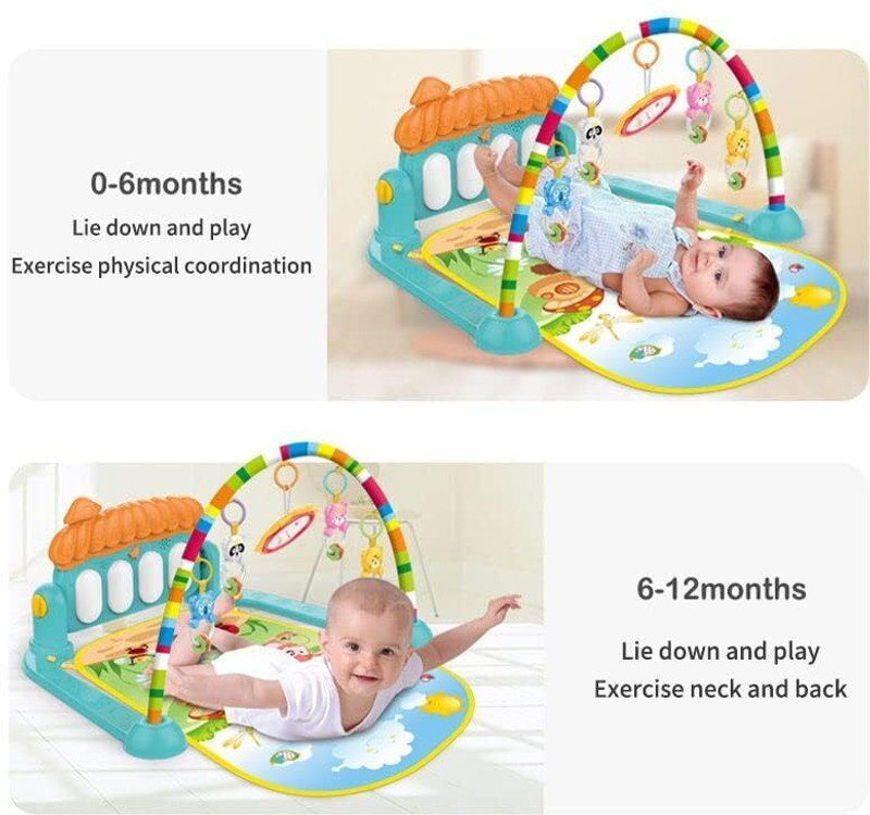 Dorytoys Kids Baby Play Mat with Piano, Music, Lights and Hanging Toys(Multicolor)