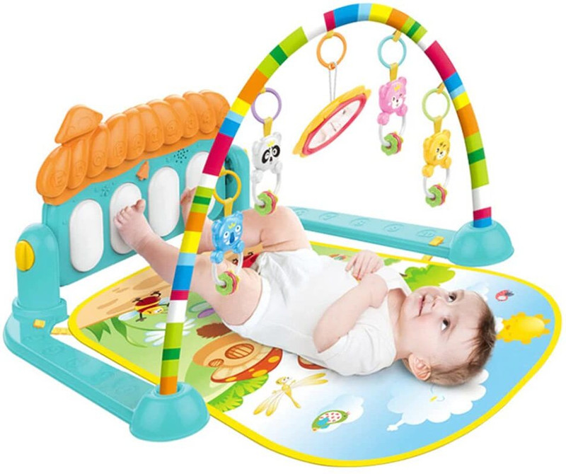 J K INTERNATIONAL Baby Play Gym Kick and Play Piano Mat Newborn Toy for Boy and Girl 0-18 Month Lights and Music Activity Toys(Multicolor)