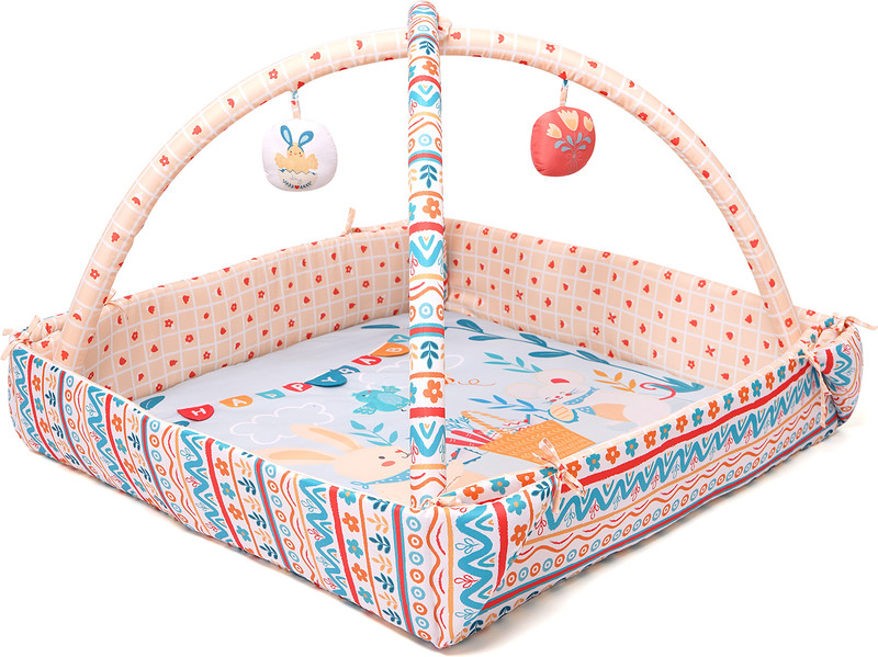 TIDY SLEEP Baby Play Gym | 4 Detachable Toys, | Bunny(Pink)