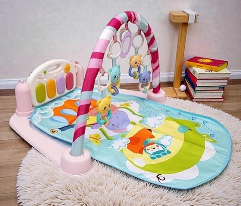 KOJERAFASHION baby piano with Hanging Rattles Lights & Musical Keyboard Mat(Multicolor)