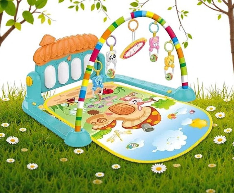 gumiyt Baby Piano Gym Play Mat with Musical Keyboard & Hanging Toys for Infants(Multicolor)