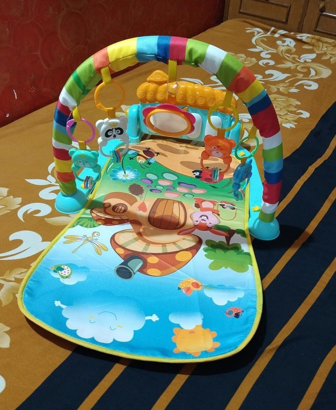 Dorytoys 2-in-1 Baby Activity Gym with Music Mat & Hanging Teethers-132(Multicolor)
