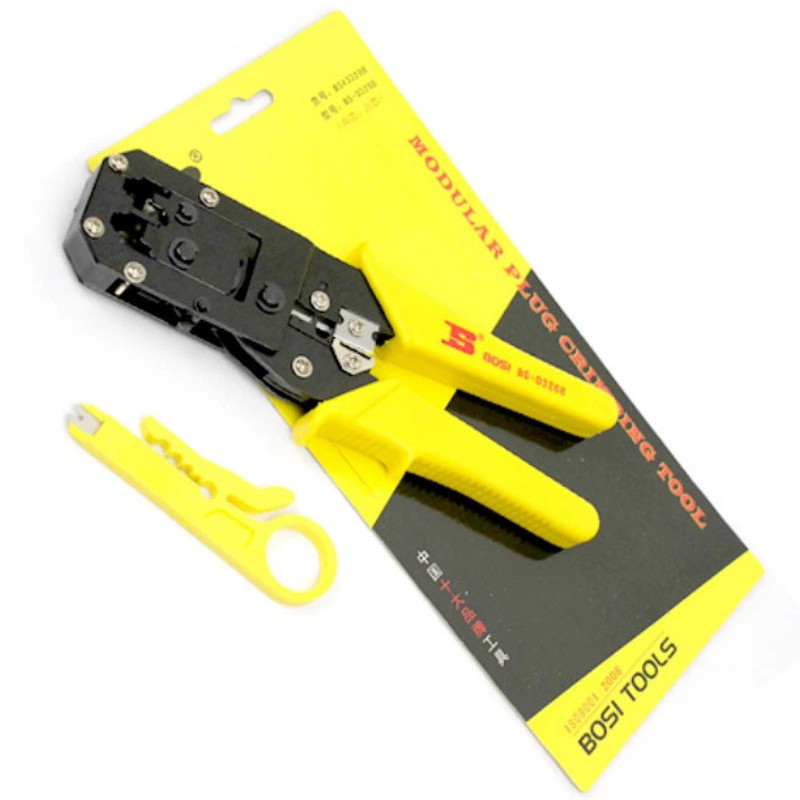 BALRAMA Bosi Tools RJ45 Modular Plug Crimping Tool BS-D3268 6P 8P Network Cable Pliers Network Interface Card(8p 8c 6p 6c Dual-Use Networking Tool Wire Crimper for Cutting Creasing Stripping)