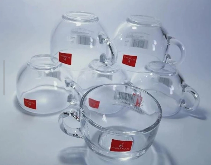 Antique Buyer Pack of 6 Glass Small Round Tea Coffee 140 ml Cup Set of 6 pcs, Crystal Espresso Mug(Clear, Cup Set)