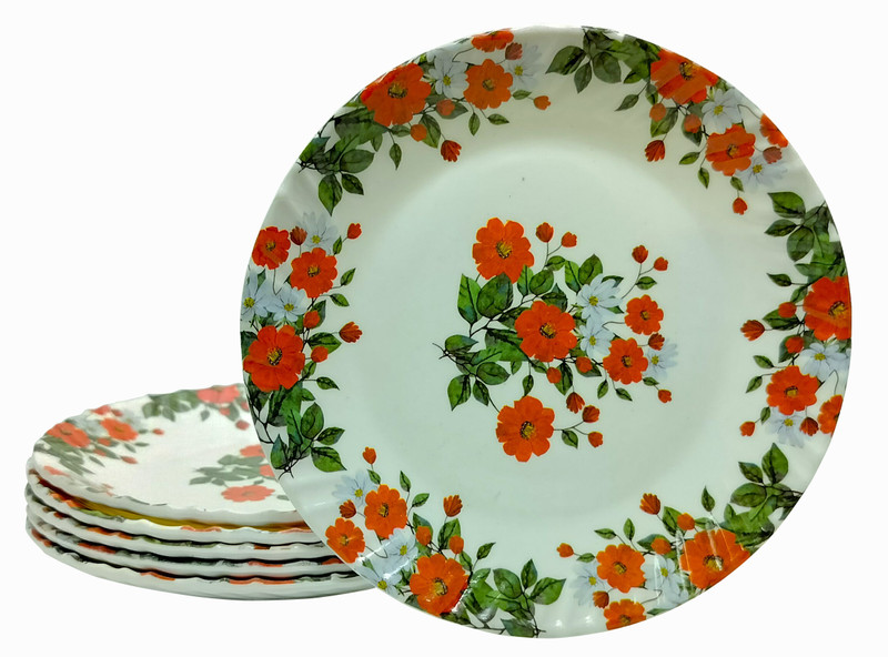 Laserbot Pack of 6 Melamine (Size-6.3" INCH) TEA CUP FLOWER Saucer Plate Saucers, Great for Servicing Cookie(Red, Saucer)