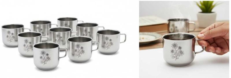Arvika Enterprise Stainless Steel(Silver, Cup Set)