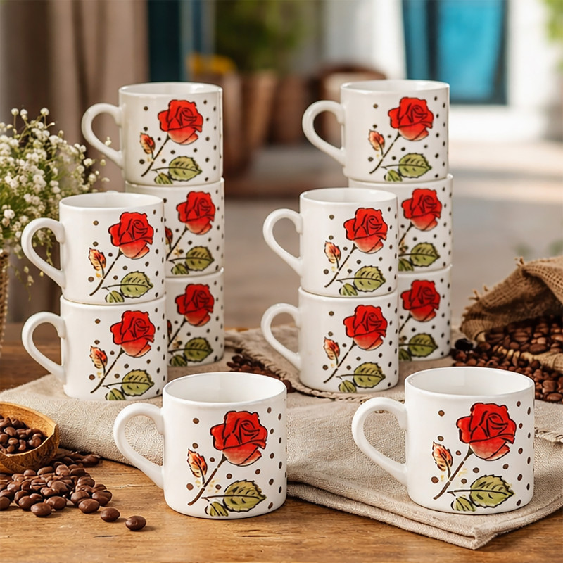Newai Pack of 4 Ceramic(Multicolor, Cup Set)