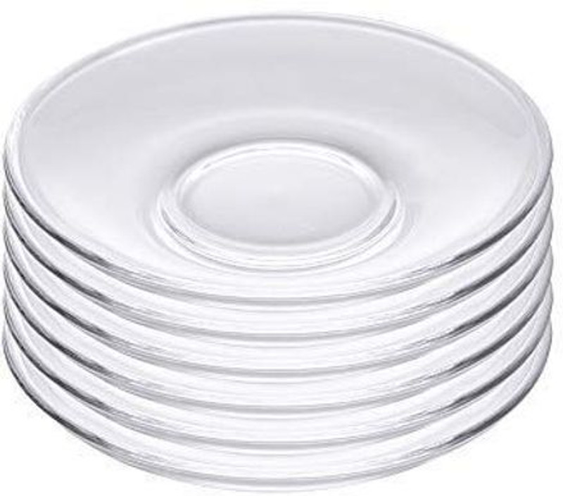 Flipkart SmartBuy Pack of 6 Glass 215 ml Glass green tea and coffee Glass Crystal Clear Classic Glass Saucer Set(Clear, Saucer)
