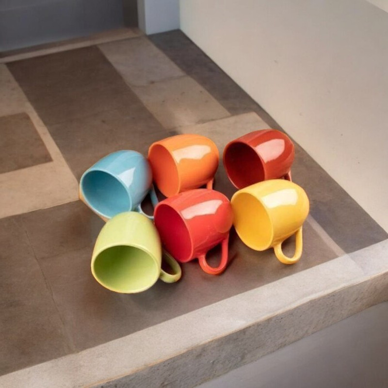 OriginalCeramics Pack of 6 Ceramic 191 Ceramic Mat/Glossy Finish Tea and Coffee Cups with 150 ml Set of 6 Pcs(Multicolor, Cup Set)