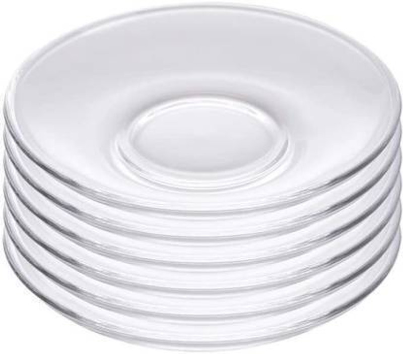 Tap2kaart Pack of 6 Glass 215 ml Glass Saucers for Tea Coffee and Snacks Multifuctional kitchen Use(Clear, Saucer)