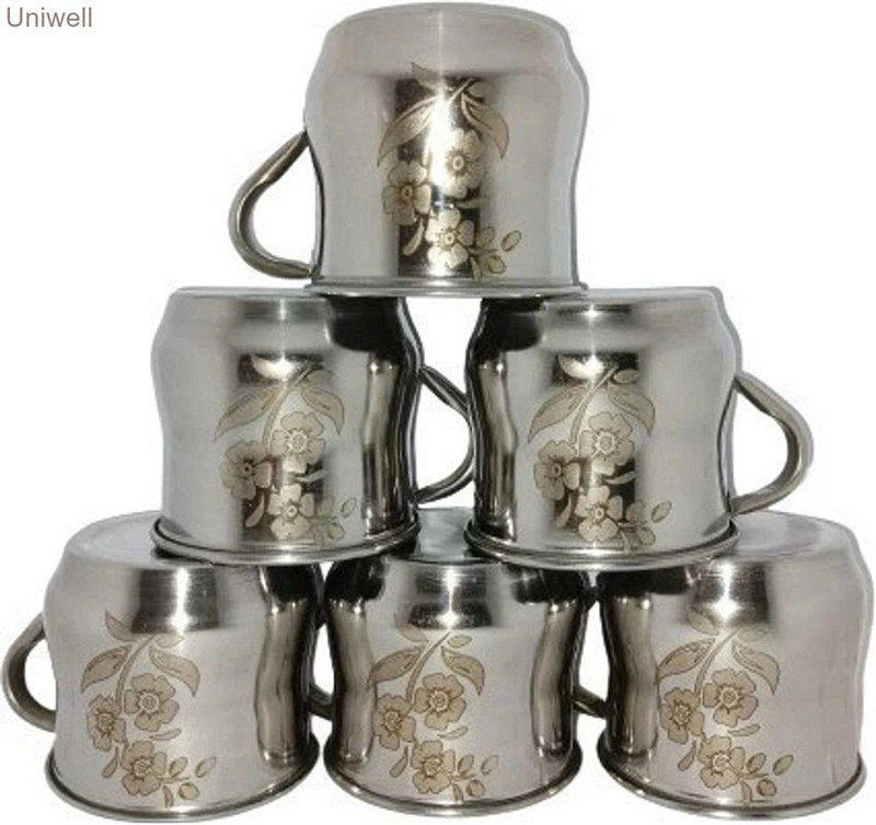 Uniwell Pack of 6 Stainless Steel(Steel, Cup Set)