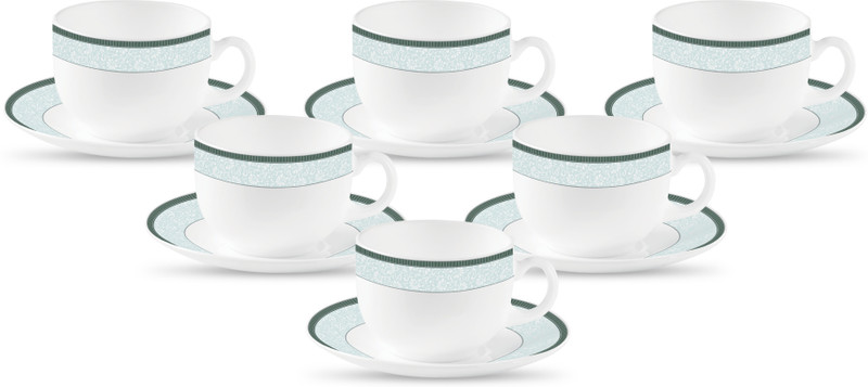 LAOPALA Pack of 12 Opalware 160 ML Blue Mystique IRIS(Multicolor, Cup and Saucer Set)