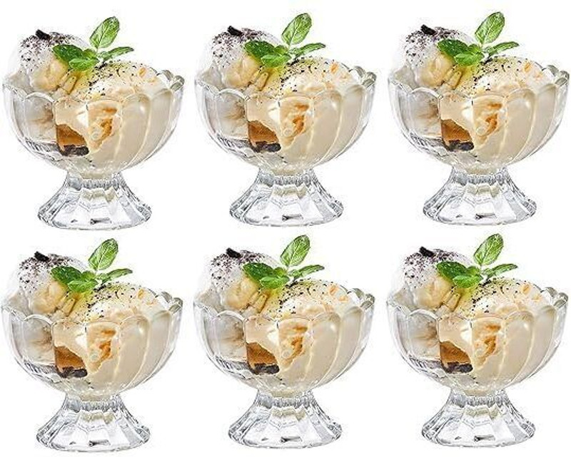 CRYSTIVA Pack of 6 Glass Crystiva Ice Creem Bowl(Clear, Cup Set)