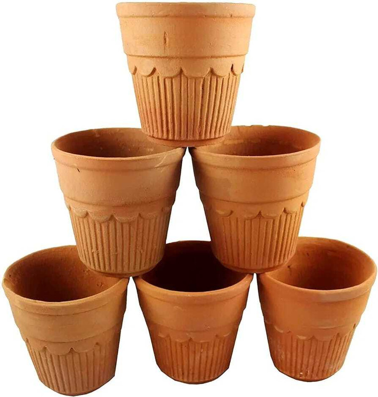 Daksh Prajapati Pack of 6 Earthenware(Brown, Cup Set)