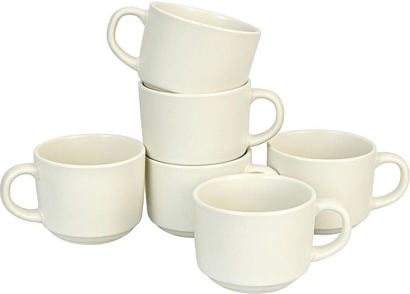 OCEAN FASHION AND STYLE Pack of 6 Ceramic Ceramic Solid Round White Matte Tea Cups(White, Cup Set)