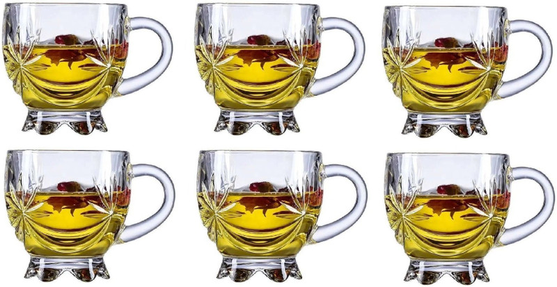 PATHU ENTERPRISE Pack of 6 Glass PATHU ENTERPRISE TEA CUP 145ML 6PCS(Clear, Cup Set)