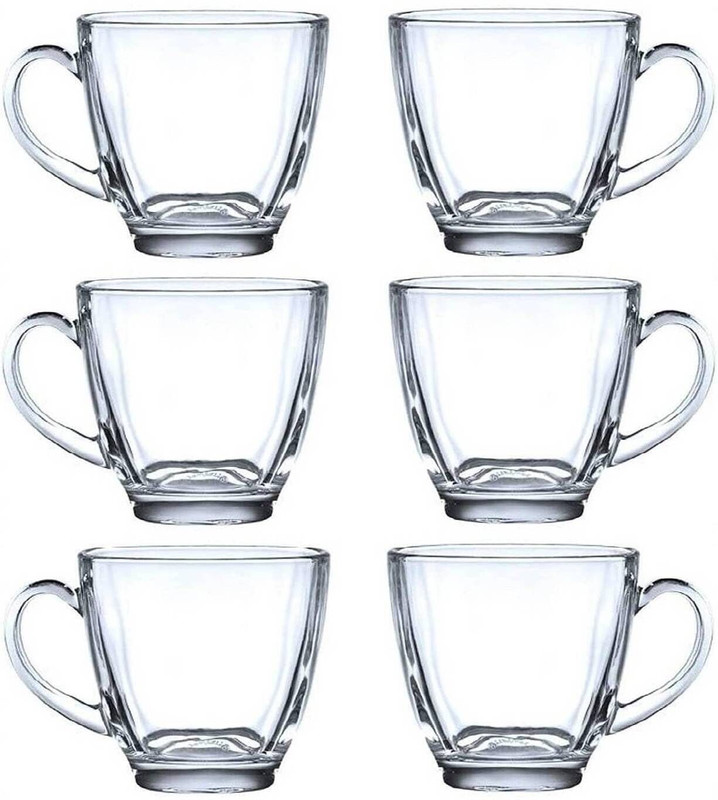 V Bright Pack of 6 Glass Tea Cup Set Square Transparent Glass Cups for Tea & Coffee Drinking Cup Set(Clear, Cup Set)