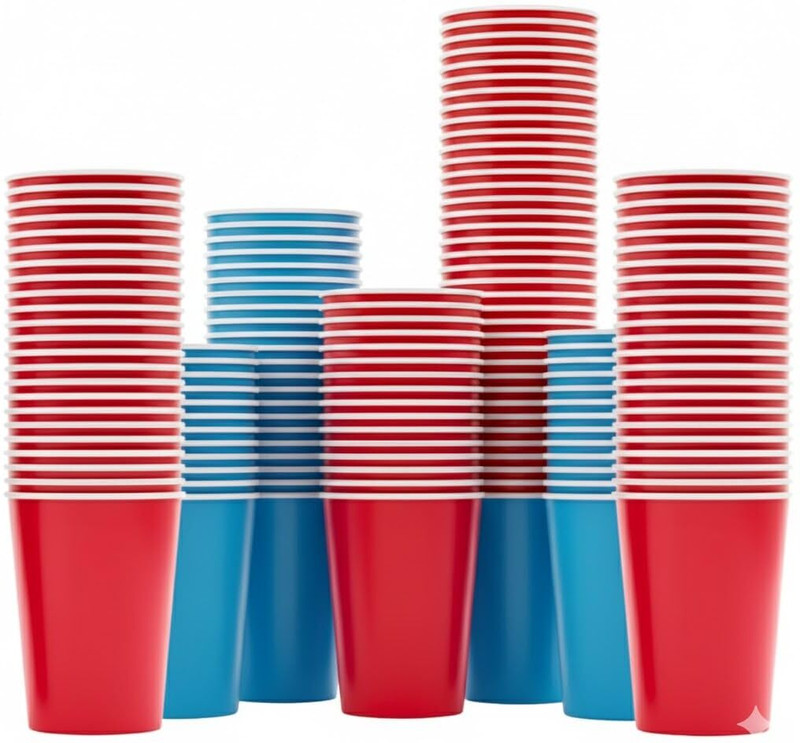 UCORPS Pack of 100 Paper 250ml Red & Blue Disposable Cups(Red, Blue, Cup)